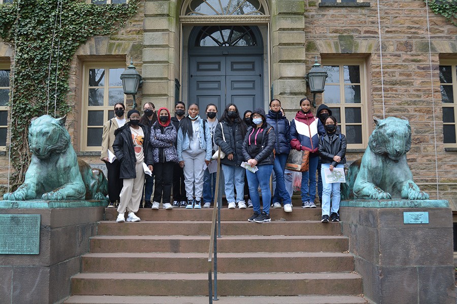 College Tour Photo - group of students on steps of university
